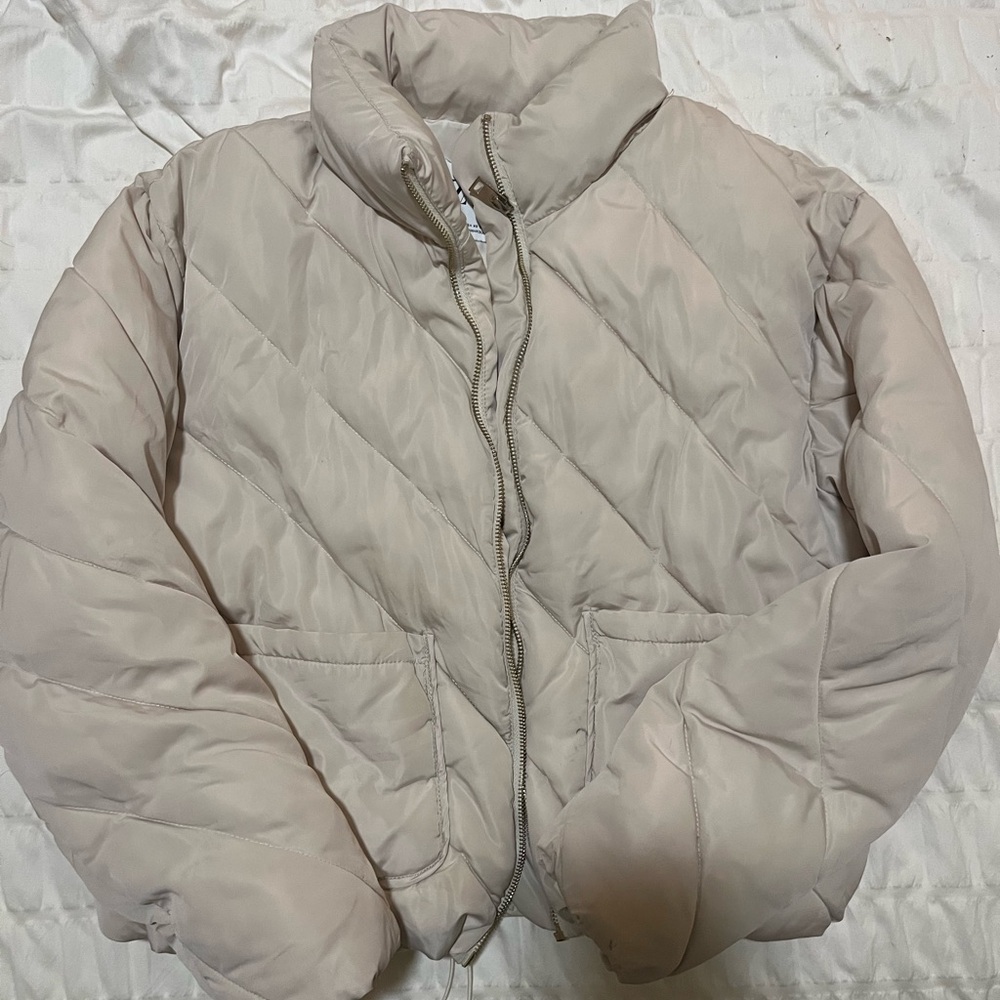 Zara Light Beige Puffer Jacket